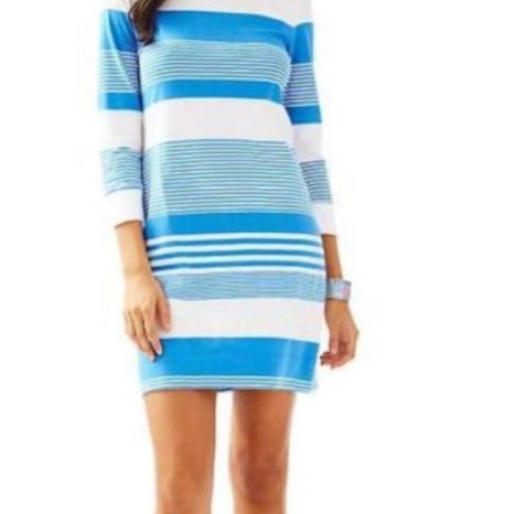 NWT Lilly Pulitzer Bay Blue Coconut Stripe Marlowe dress tshirt XL